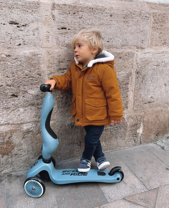 Trotineta copii cu sezut, transformabila 2in1, HighwayKick 1 Steel, 1-5 ani, pana la 50 kg, Scoot & Ride [24]