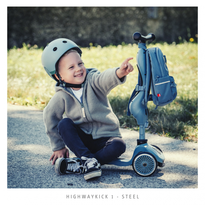 Trotineta copii cu sezut, transformabila 2in1, HighwayKick 1 Steel, 1-5 ani, pana la 50 kg, Scoot & Ride [25]