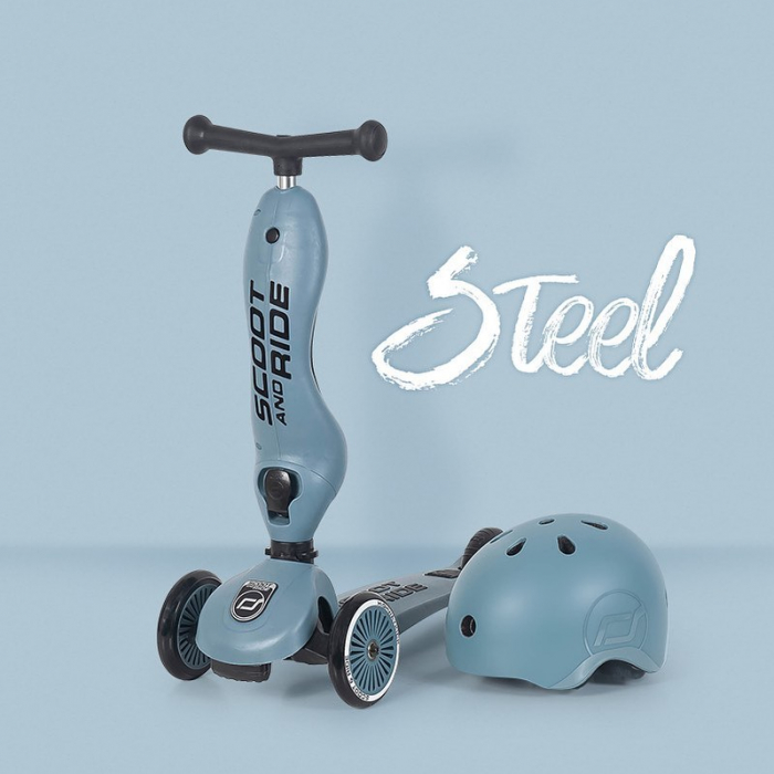 Trotineta copii cu sezut, transformabila 2in1, HighwayKick 1 Steel, 1-5 ani, pana la 50 kg, Scoot & Ride [10]