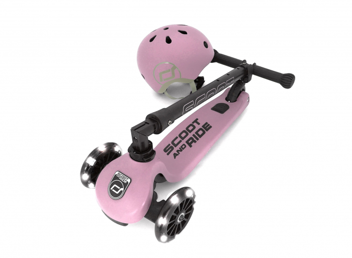 SCOOT AND RIDE - Trotineta HighwayKick 3 Pliabila, 3-6 ani, Rose, roti luminoase [8]