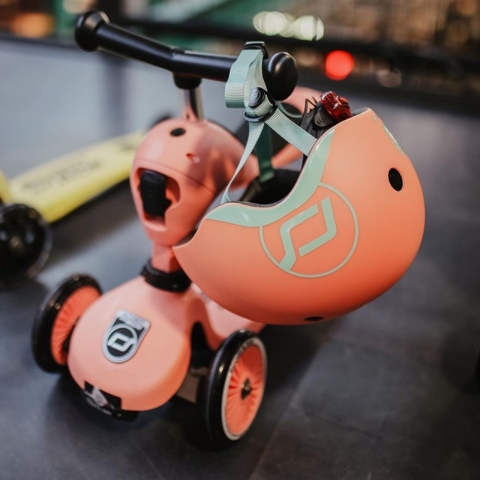 Casca de protectie pentru copii, sistem de reglare magnetic cu led, XXS-S, 45-51 cm, 1 an+, Peach, Scoot & Ride [16]