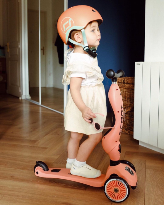 Casca de protectie pentru copii, sistem de reglare magnetic cu led, XXS-S, 45-51 cm, 1 an+, Peach, Scoot & Ride [20]