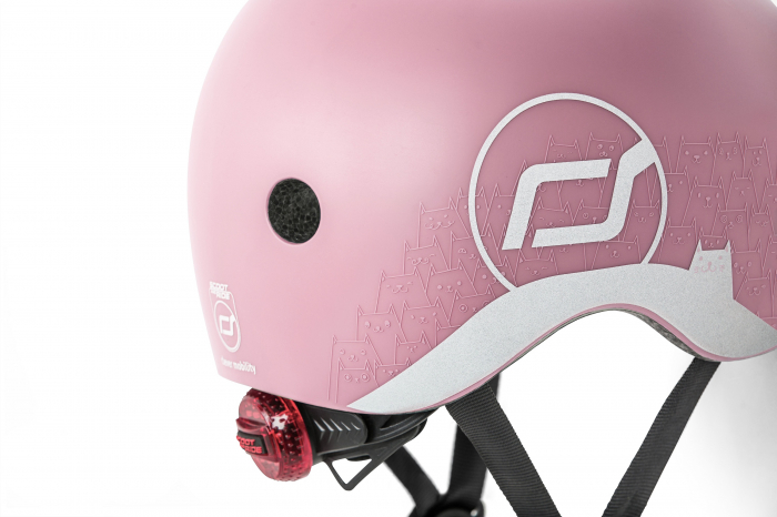 Casca de protectie pentru copii, sistem de reglare magnetic cu led, cu banda reflectorizanta, XXS-S, 45-51 cm, 1 an+, Rose, Scoot & Ride [8]