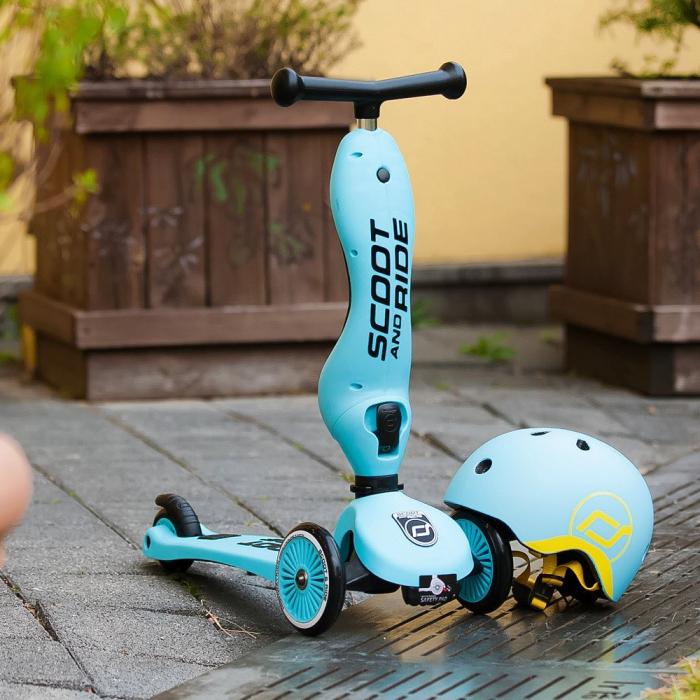 Casca de protectie pentru copii, sistem de reglare magnetic cu led, XXS-S, 45-51 cm, 1 an+, Blueberry, Scoot & Ride [11]