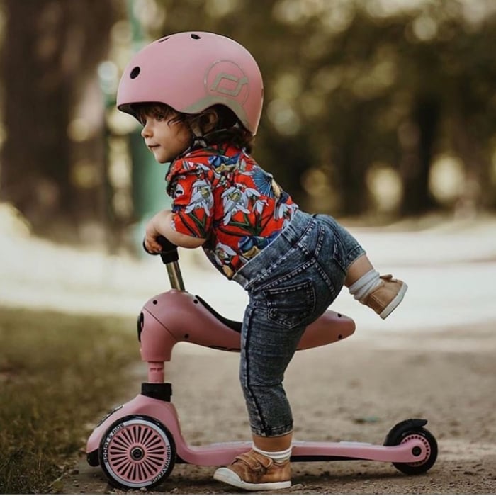Casca de protectie pentru copii, sistem de reglare magnetic cu led, XXS-S, 45-51 cm, 1 an+, Rose, Scoot & Ride [21]