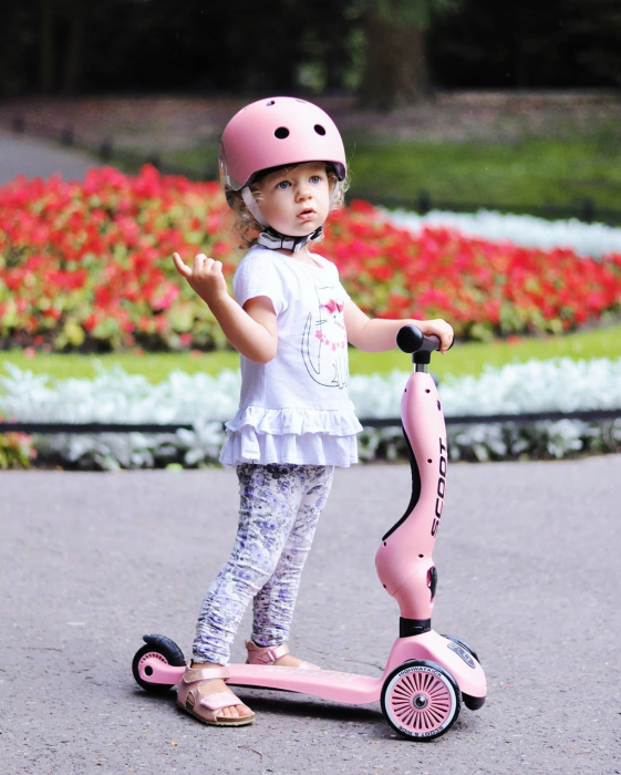 Casca de protectie pentru copii, sistem de reglare magnetic cu led, XXS-S, 45-51 cm, 1 an+, Rose, Scoot & Ride [25]