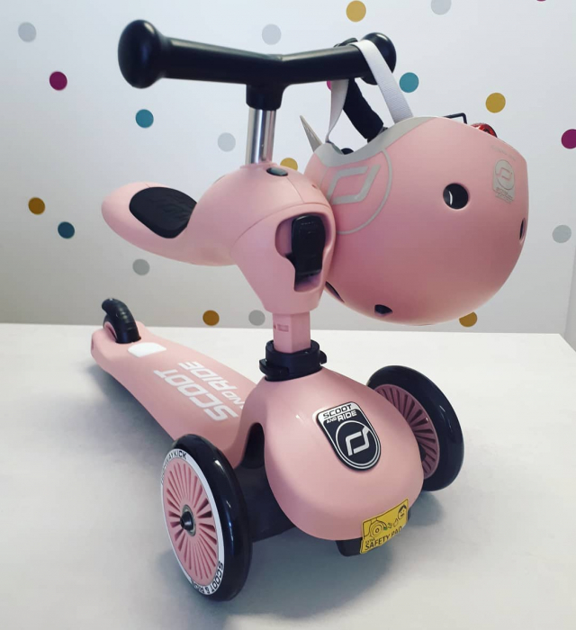 Casca de protectie pentru copii, sistem de reglare magnetic cu led, XXS-S, 45-51 cm, 1 an+, Rose, Scoot & Ride [23]