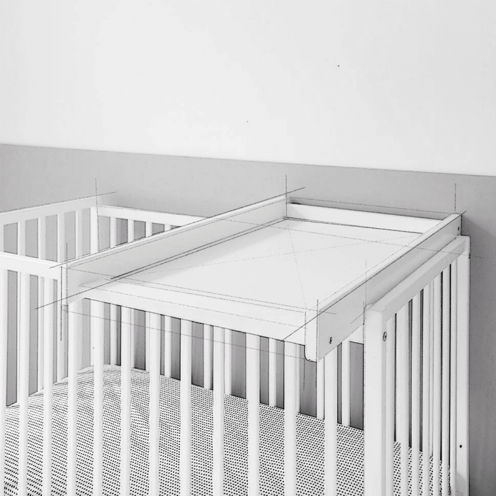 Masa de infasat din lemn, atasabila la patut bebe 120x60 si 140x70 cm, Alb, 86 x 51 x 7 cm, inclus Saltea din spuma, husa detasabila bumbac, Woodies, 40 x 70 cm [11]