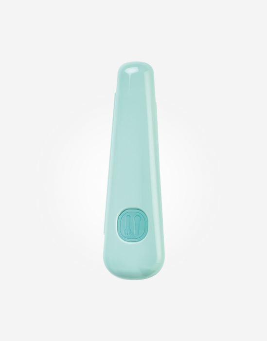 Lingurita îngustă din silicon alimentar cu ventuză, in carcasa, perfecta pentru vacanta, “Soft & Fun”, mint [4]