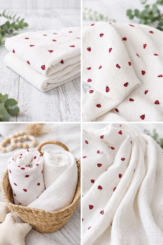 Set 2 museline Gărgărița Norocoasă din bumbac Muselina Organica GOTS100%, 70x70 cm [6]