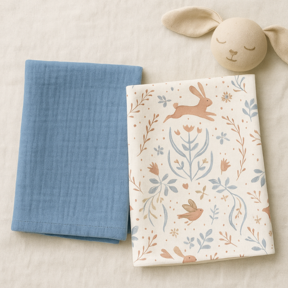 Set 2 museline Sweet Bunny din bumbac muselină 100%, 70x70 cm [2]