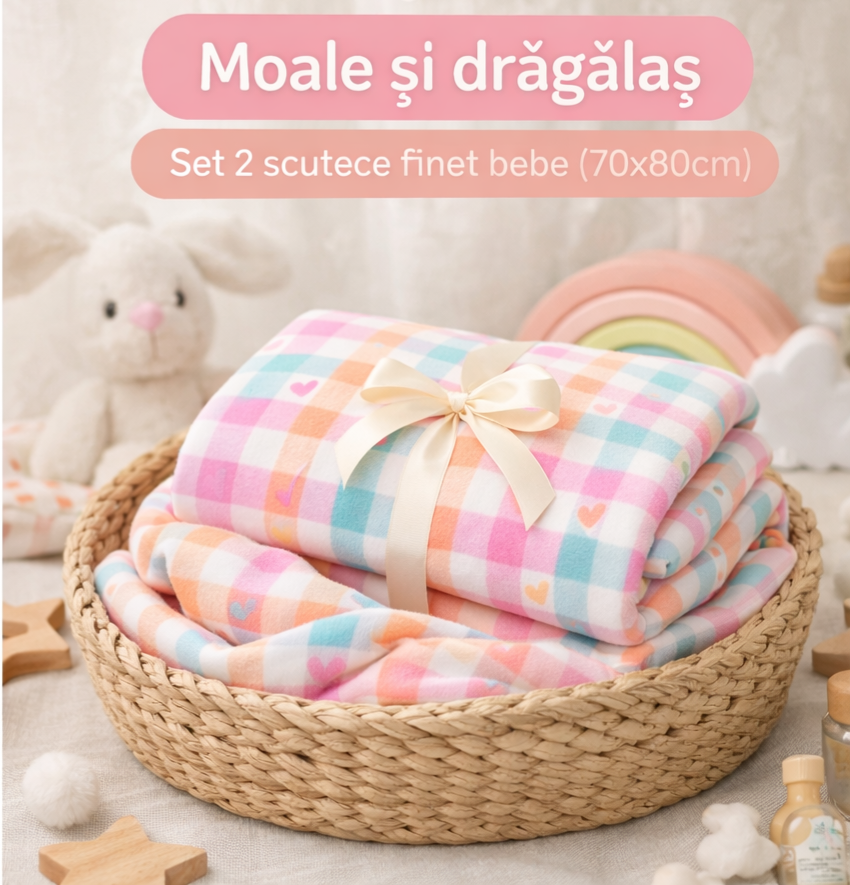 Set 2 scutece finet 100% bumbac pentru bebeluși – 70×80 cm – Little Sunshine [6]