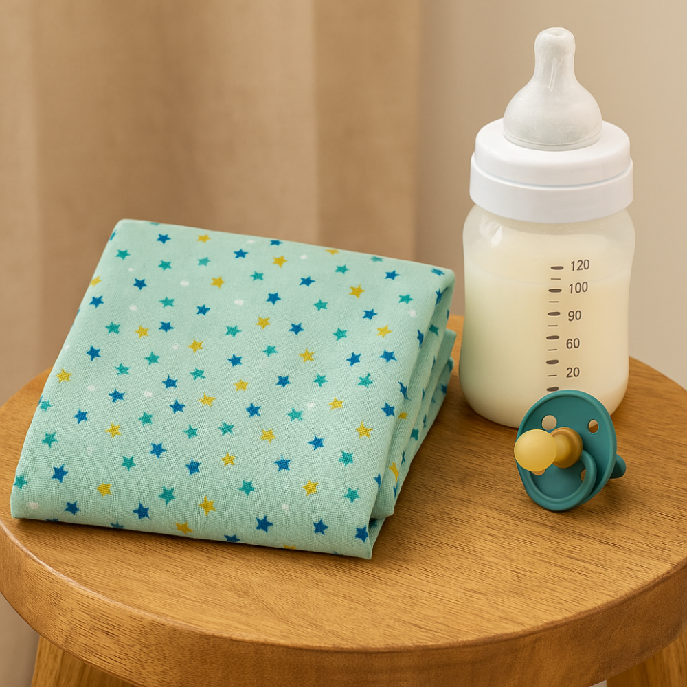 Set 2 scutece finet 100% bumbac pentru bebeluși – 70×80 cm – Starry Sky Mint [2]