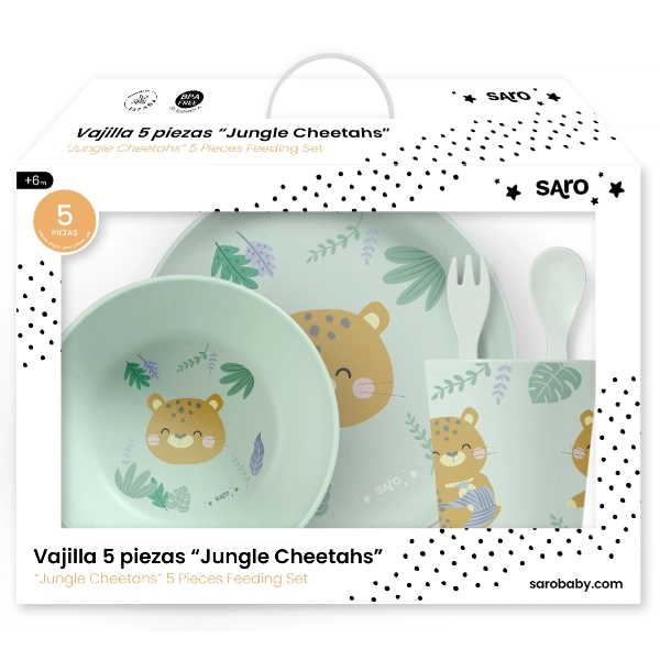Set complet de masa, 5 piese, cu ventuza, “Jungle Cheetahs” Rose [7]