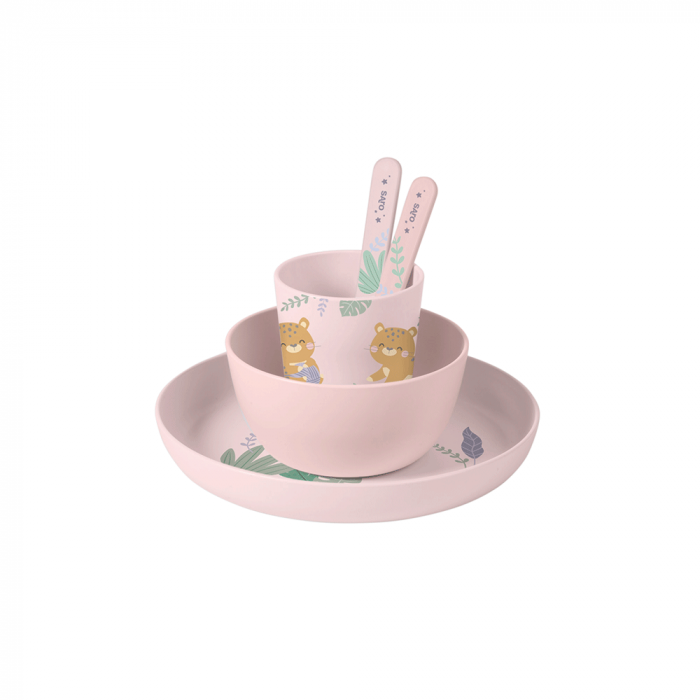 Set complet de masa, 5 piese, cu ventuza, “Jungle Cheetahs” Rose [6]