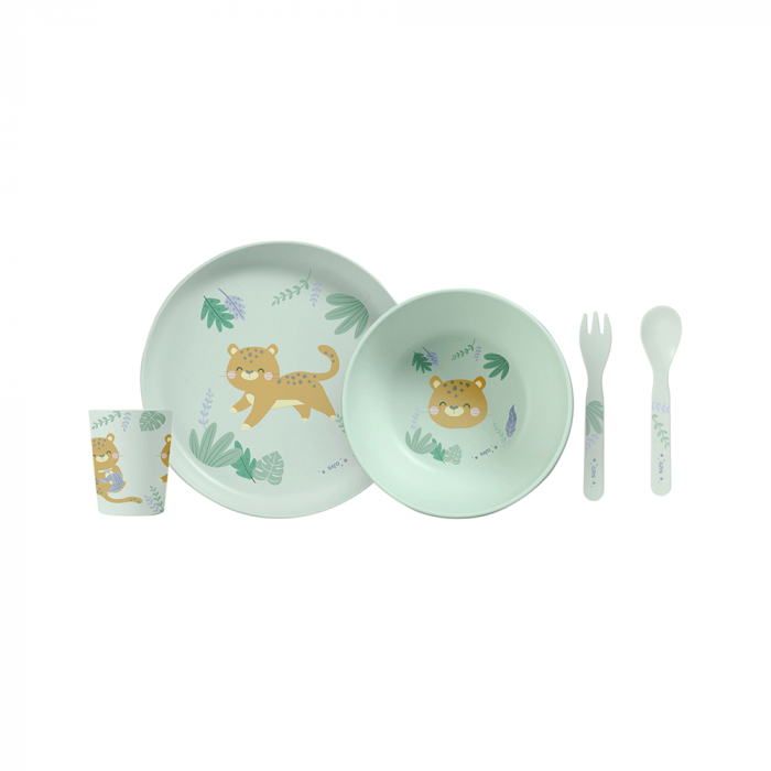 Set complet de masa, 5 piese, cu ventuza, “Jungle Cheetahs” Mint [1]