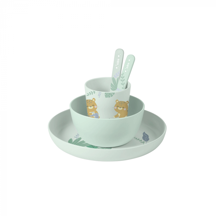 Set complet de masa, 5 piese, cu ventuza, “Jungle Cheetahs” Mint [6]