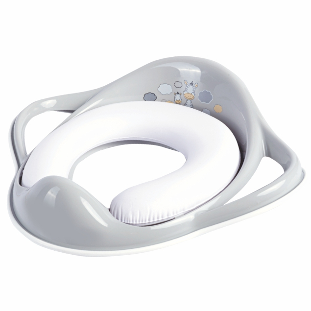 ✨ Set complet Reductor Toaletă cu Colac Moale + Înălțător Baie Antiderapant, Zebra Gri – Maltex Baby [3]