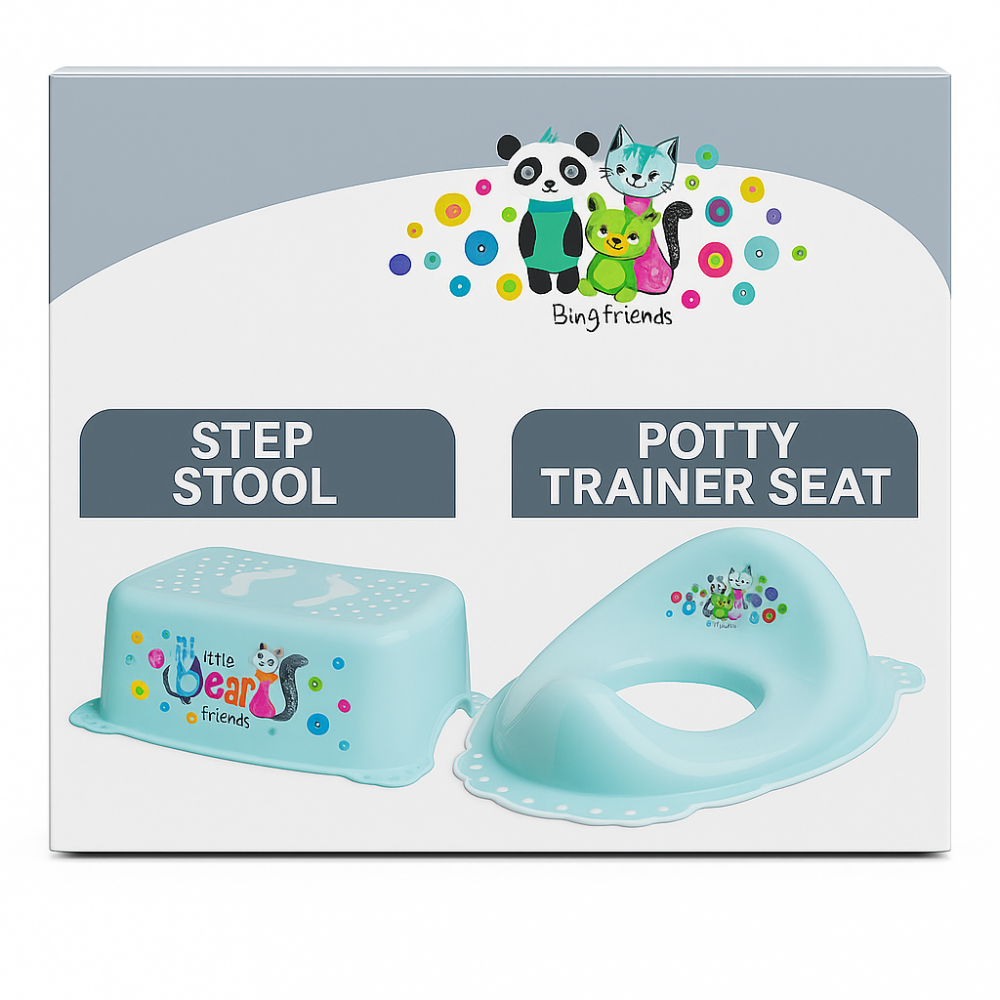 ✨ Set complet Reductor Toaletă  + Înălțător Baie Antiderapant, Bear and Friends Mint – Maltex Baby [1]