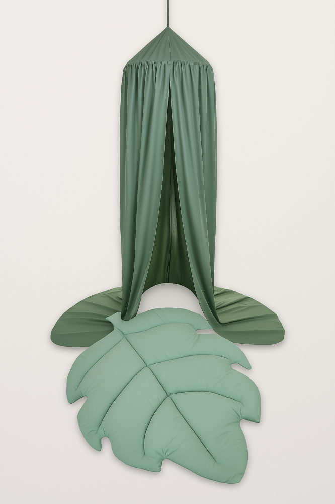 Set Dream Corner – Pure Salvia | Baldachin & Covoraș Frunză din Bumbac 100% [1]