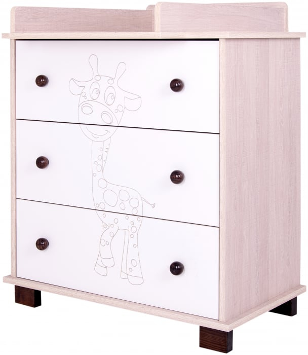 Set mobilier bebeluși Giraffe Santana – Pătuț reglabil 120×60 cm + Comodă cu masă de înfășat detașabilă [2]