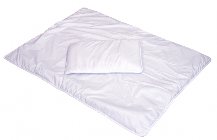 Set pilota 135 x 100 cm si perna 40 x 60 cm pentru copii, bumbac satin premium si umplutura hipoalergenică BabySoft, Alb [2]