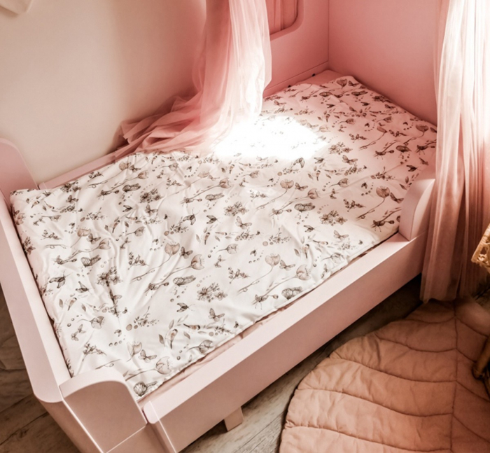 Set pilota 135 x 100 cm si perna 40 x 60 cm pentru copii, bumbac premium si umplutura hipoalergenică BabySoft, fata dubla, Natura [4]