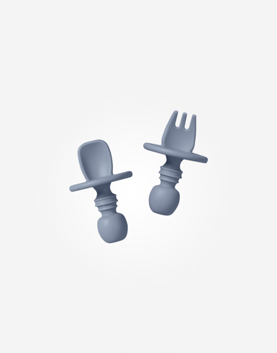Set tacamuri pentru autodiversificare, protectie anti-inec, silicon, rezistent la cazaturi + 4 luni, Cutlery blue [2]