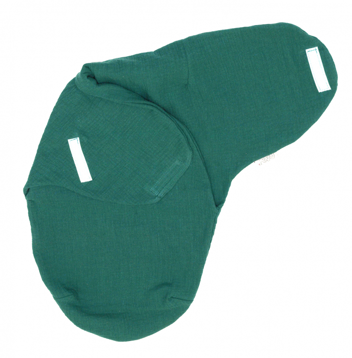 Sistem de infasare Baby swaddle Puzzle Bumbac Muslin Verde, Amy, 72x60cm [3]