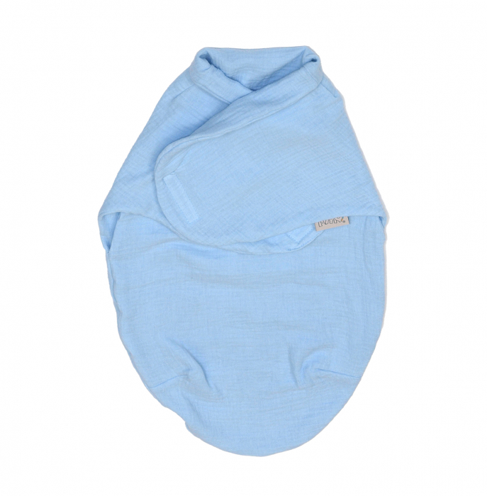 Sistem de infasare Bumbac, Inchidere Velcro, Baby swaddle, Puzzle Muslin Blue, Amy [3]