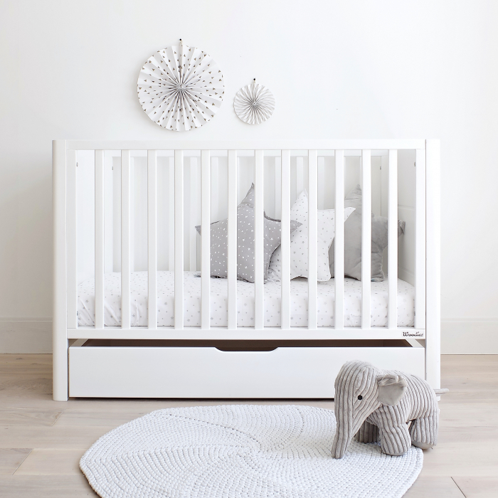 Patut din lemn pentru bebe, inaltime saltea reglabila, Smooth Alb 120x60 cm [12]