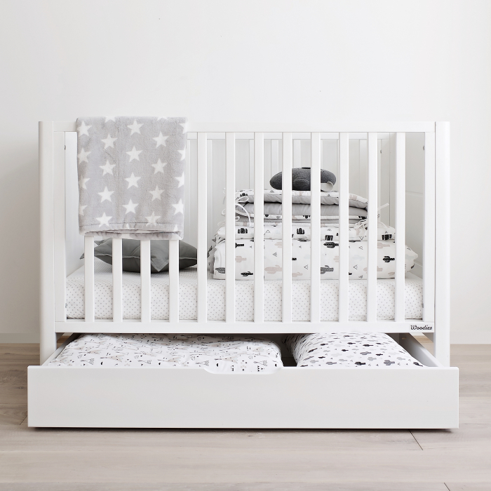 Patut din lemn pentru bebe, inaltime saltea reglabila, Smooth Alb 120x60 cm [13]