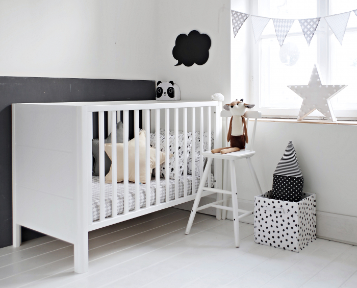 Patut din lemn pentru bebe, inaltime saltea reglabila, Smooth Alb 120x60 cm [9]