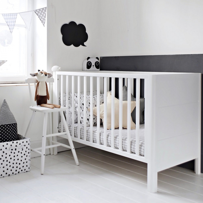 Patut din lemn pentru bebe, inaltime saltea reglabila, Smooth Alb 120x60 cm [8]