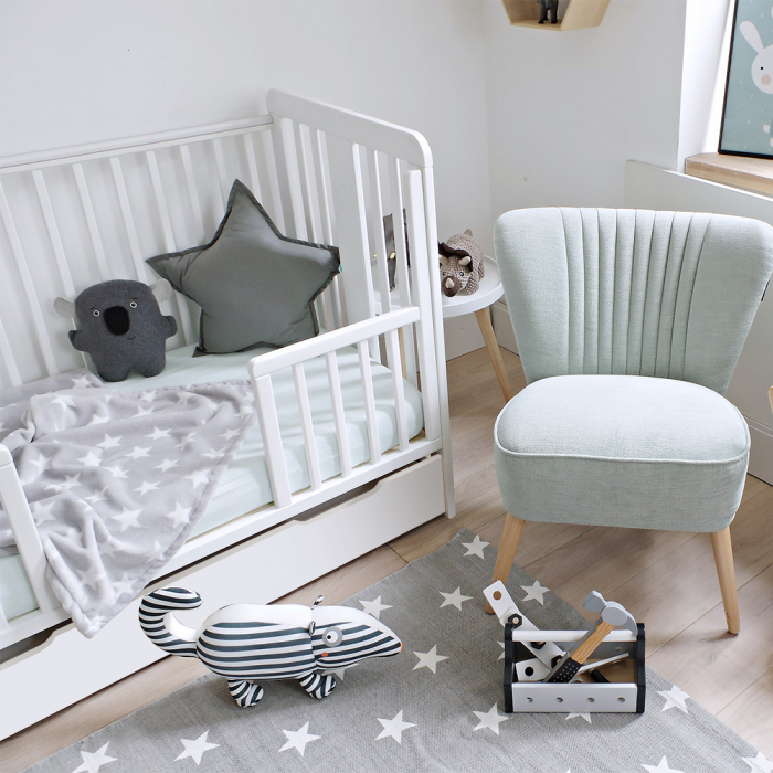 Patut din lemn pentru bebe, inaltime saltea reglabila, Star Baby Alb 120x60 cm [15]