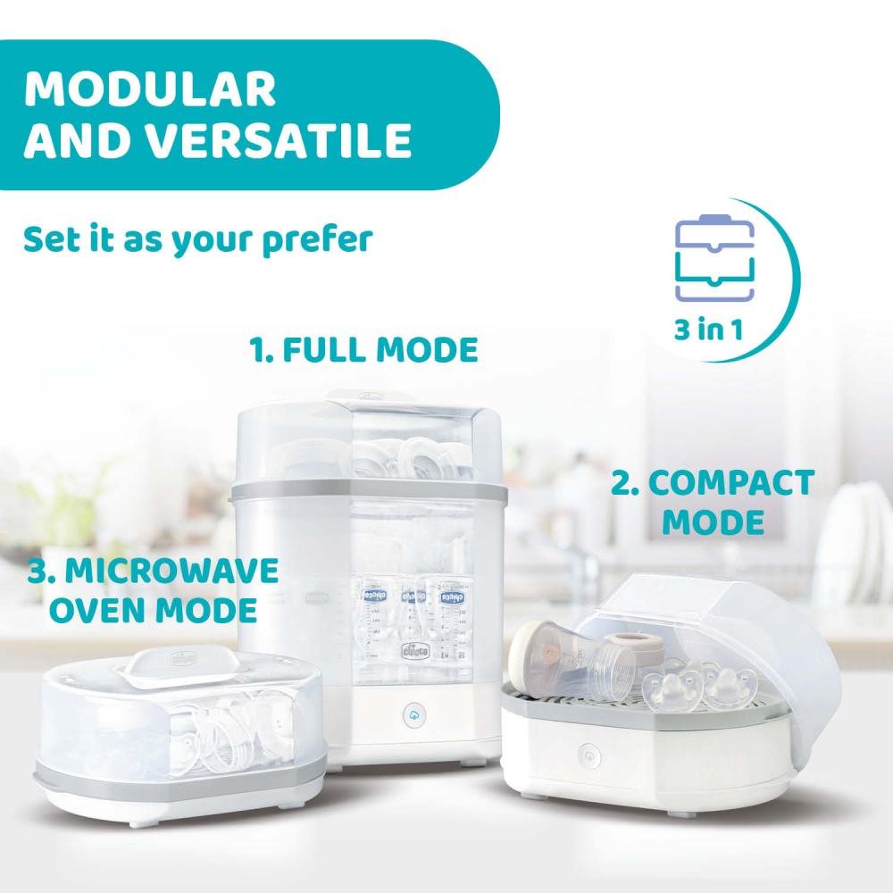 Sterilizator electric cu aburi Chicco 3 in 1 Steril Natural, 0luni+ [12]