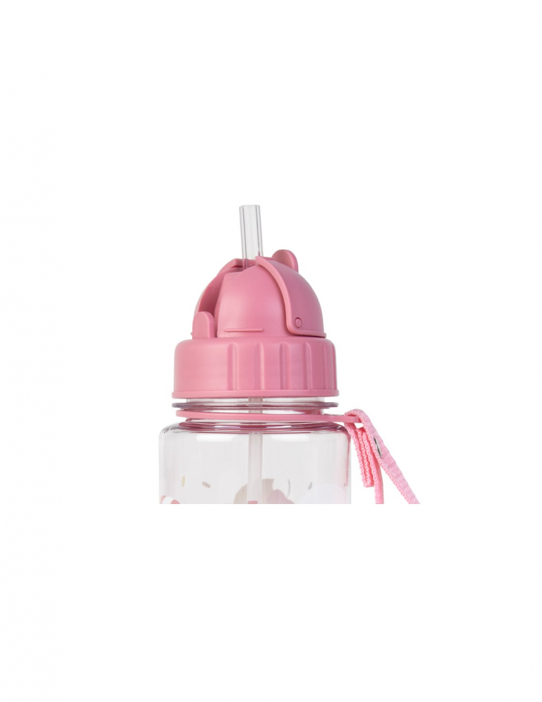 Sticla de apa pentru copii, cu pai, retractabila anti-picurare, transparenta, reutilizabila, din Tritan, Fara BPA, Bidon, 400 ml, Ice Cream [3]