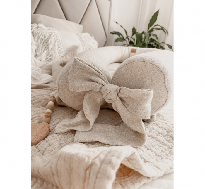 Suport de dormit Babynest 2in1 bara protectie patut Premium In Bej Inchis by BabySteps, 95x53 cm [3]