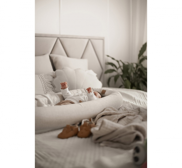 Suport de dormit Babynest 2in1 bara protectie patut Premium In Bej Inchis by BabySteps, 95x53 cm [6]