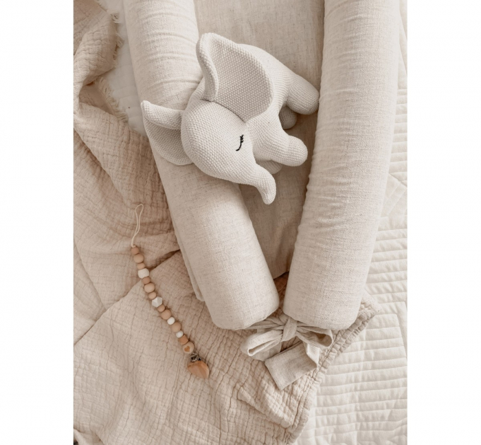 Suport de dormit Babynest 2in1 bara protectie patut Premium In Sepia Rose by BabySteps, 95x53 cm [5]