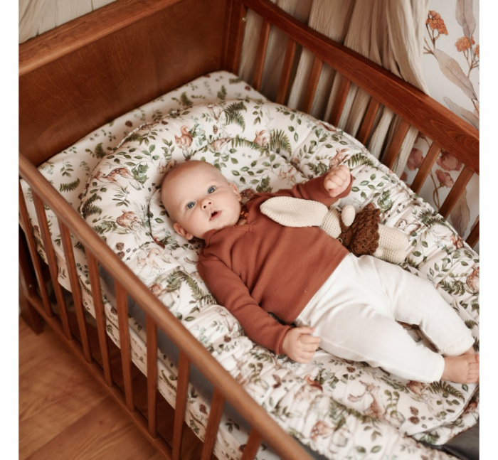 Suport de dormit Babynest Premium Bumbac si Catifea Goose Family - Vintage Beige by BabySteps, 89x56 cm [9]