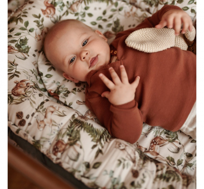 Suport de dormit Babynest Premium Bumbac si Catifea Goose Family - Vintage Beige by BabySteps, 89x56 cm [10]