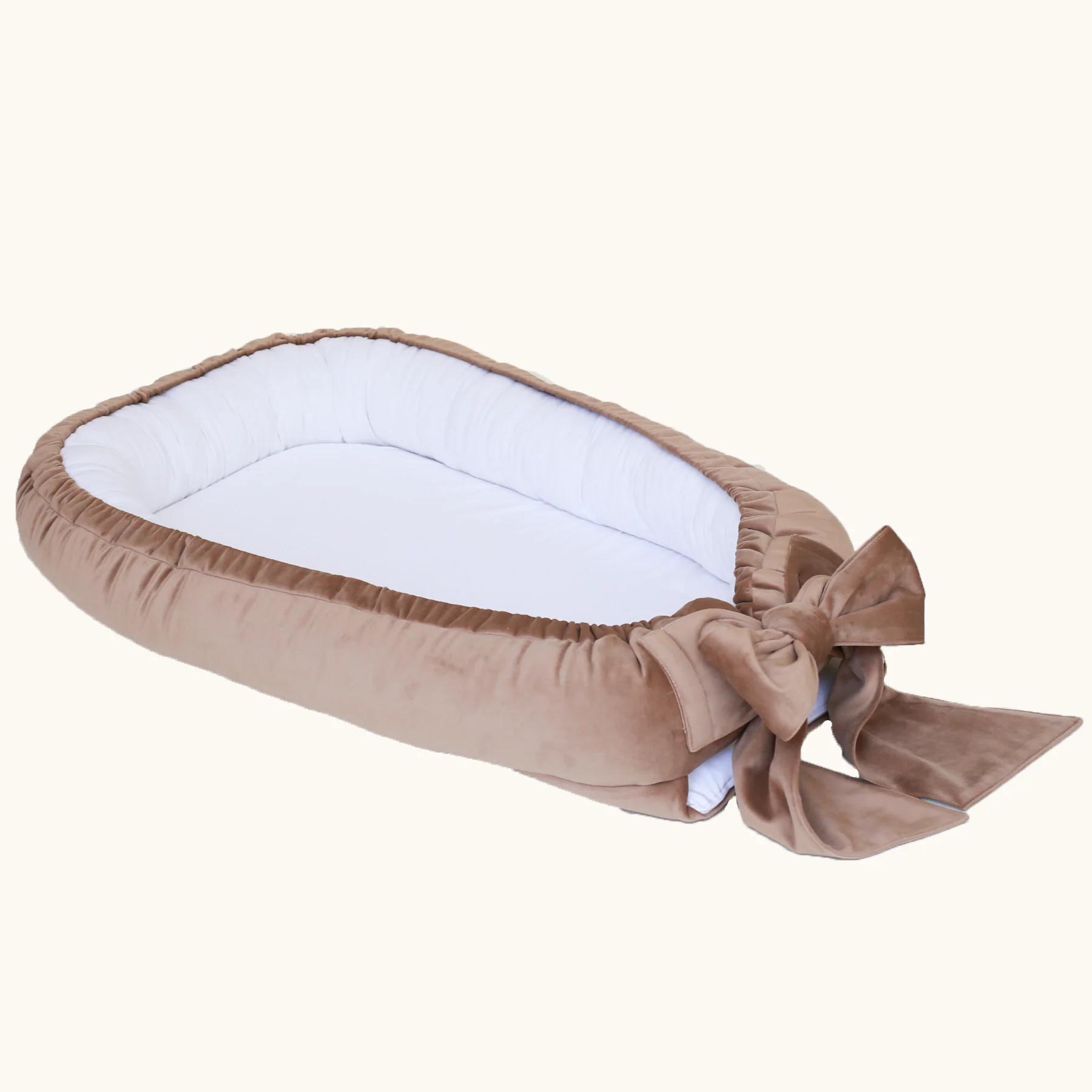 Suport de dormit Babynest Premium Bumbac Organic si Catifea Bej cu Funda by BabyLy, 80x50 cm [11]