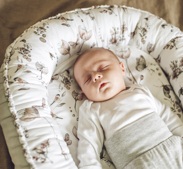 Suport de dormit Babynest Premium Bumbac si Catifea Eucalipt Soft Grey by BabySteps, 70x35 cm [2]