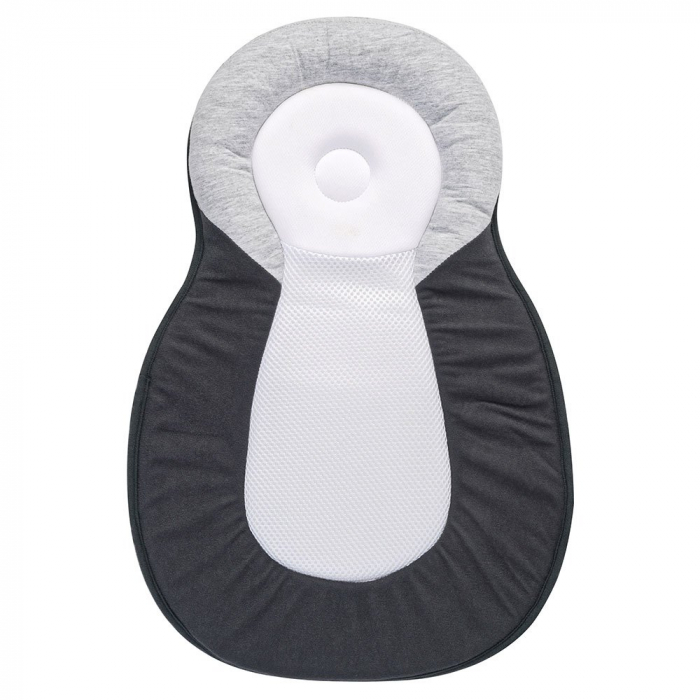 Suport de somn 2 in 1, Anti plagiocefalie si antireflux, Sustine vertebra cervicala, Tesatura respirabila, Cu insertie detasabila, Sweet Dreams, Gri [3]