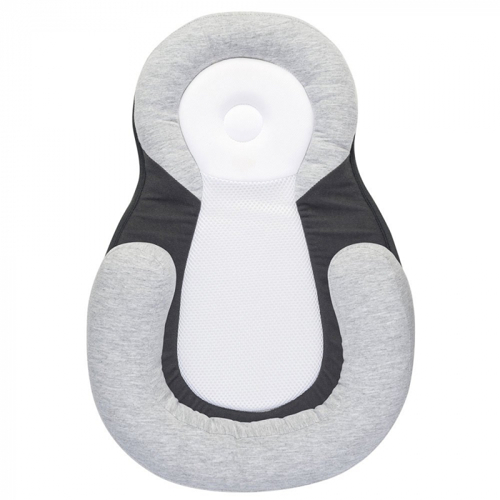 Suport de somn 2 in 1, Anti plagiocefalie si antireflux, Sustine vertebra cervicala, Tesatura respirabila, Cu insertie detasabila, Sweet Dreams, Gri [2]