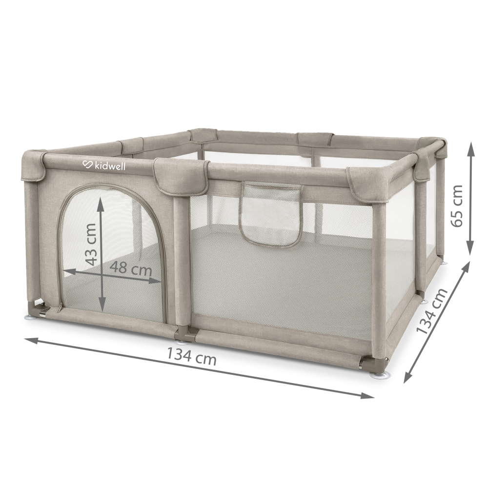 Țarc pliabil copii Kidwell FANKO 130x130 cm Beige, pentru apartament, spațiu optimizat, sigur, 0–6 ani [4]