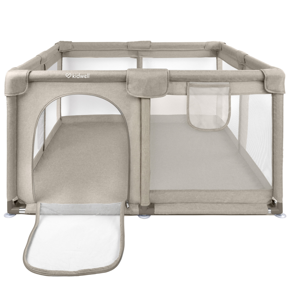 Țarc pliabil copii Kidwell FANKO 130x130 cm Beige, pentru apartament, spațiu optimizat, sigur, 0–6 ani [3]