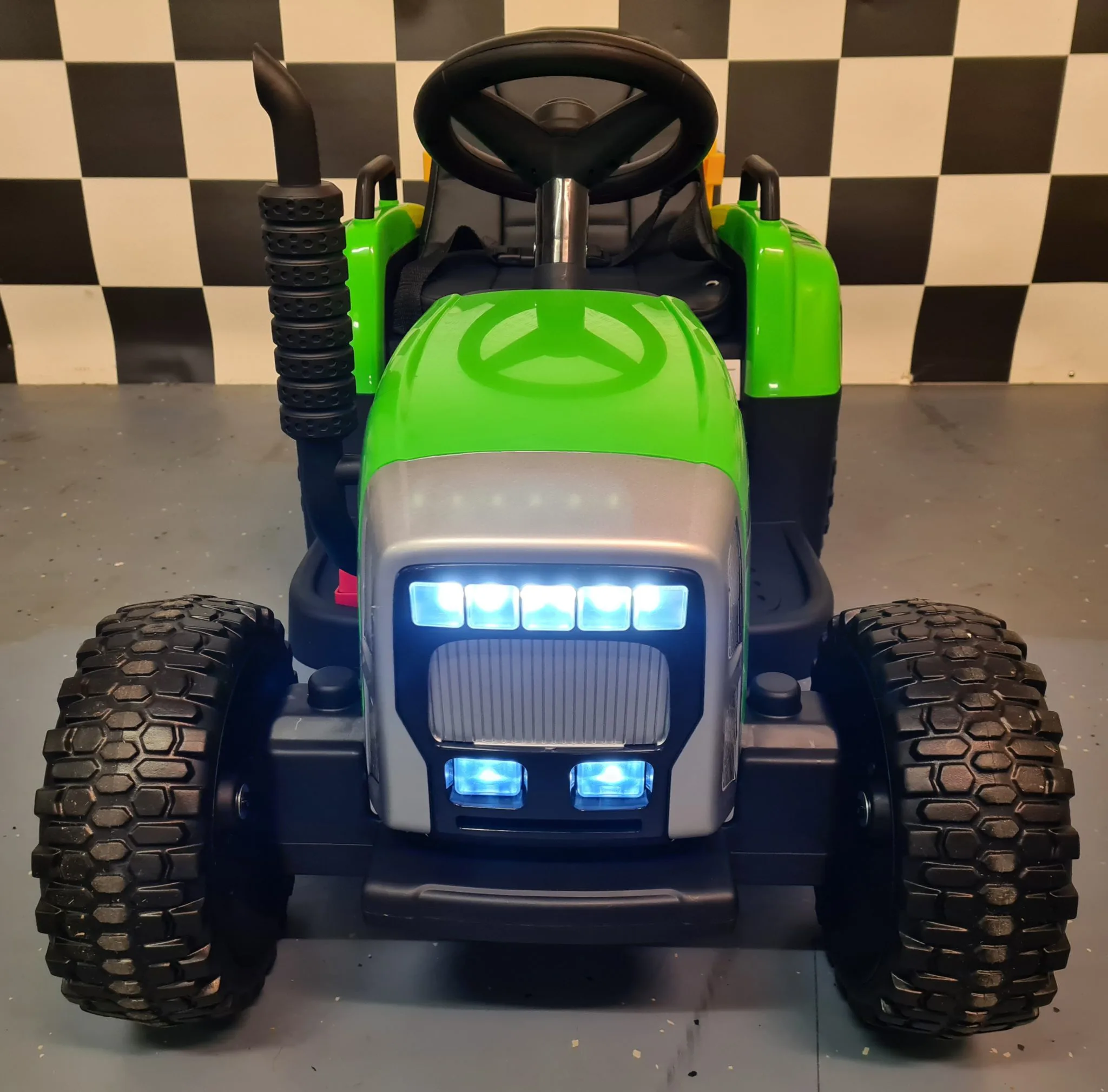 Tractor Electric pentru Copii MX-611 12V Verde, cu Remorcă Detașabilă, Bluetooth și Telecomandă 2.4G – Roți Cauciuc, Scaun Piele | 2,5-5 Ani [3]