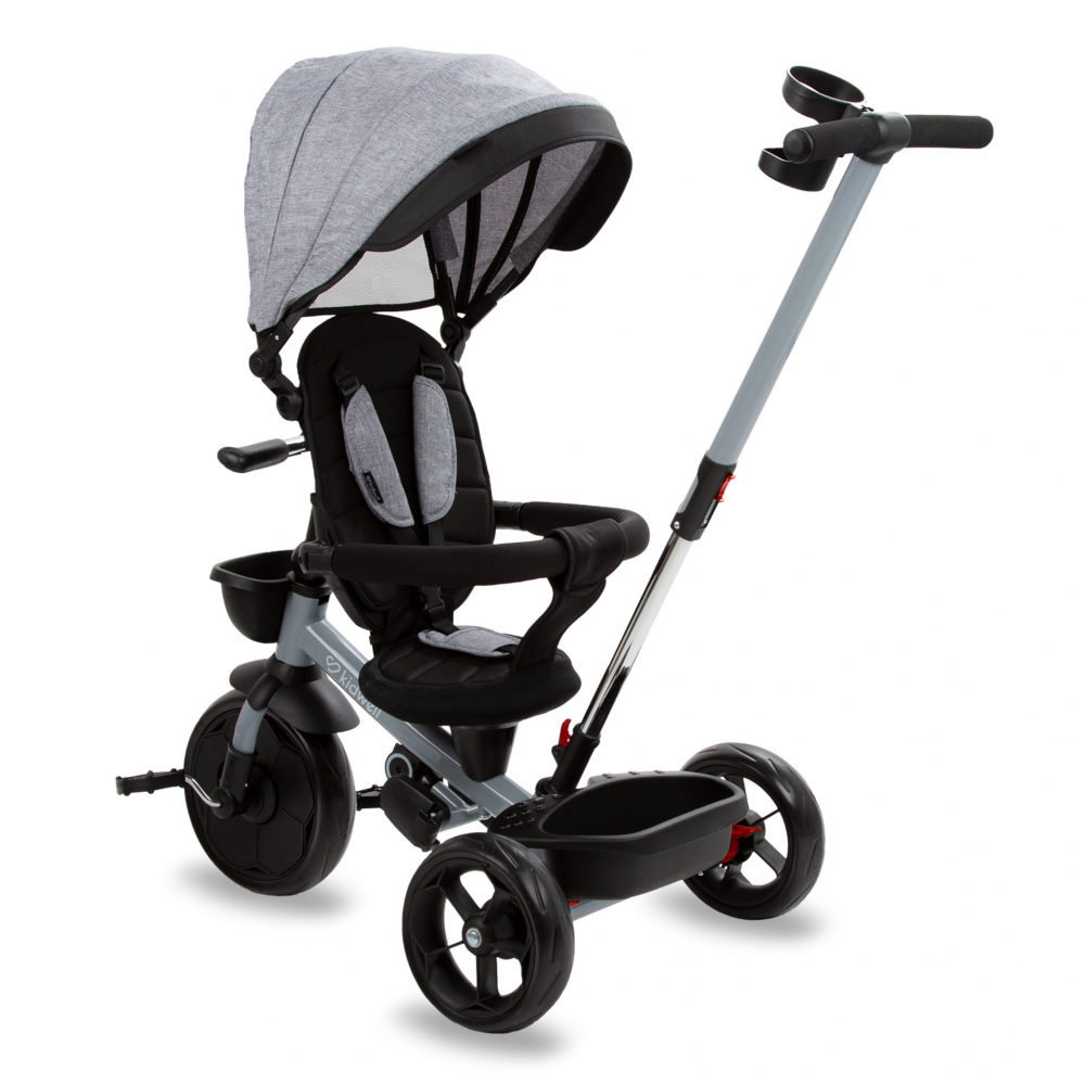 Tricicleta pentru copii Kidwell Axel Gri cu sezut rotativ, roti din spuma EVA, suport pentru picioare, control parental, suport pentru pahar, centura de siguranta, greutate admisa 25 kg, Gri [3]